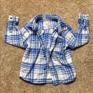 Cat & Jack Blue and White Plaid Button-Down Shirt